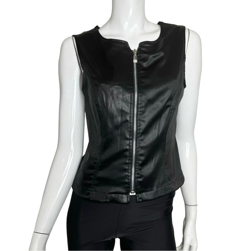 Wrapper Satin Front Stretchy Back Zip-Up‎ Vest